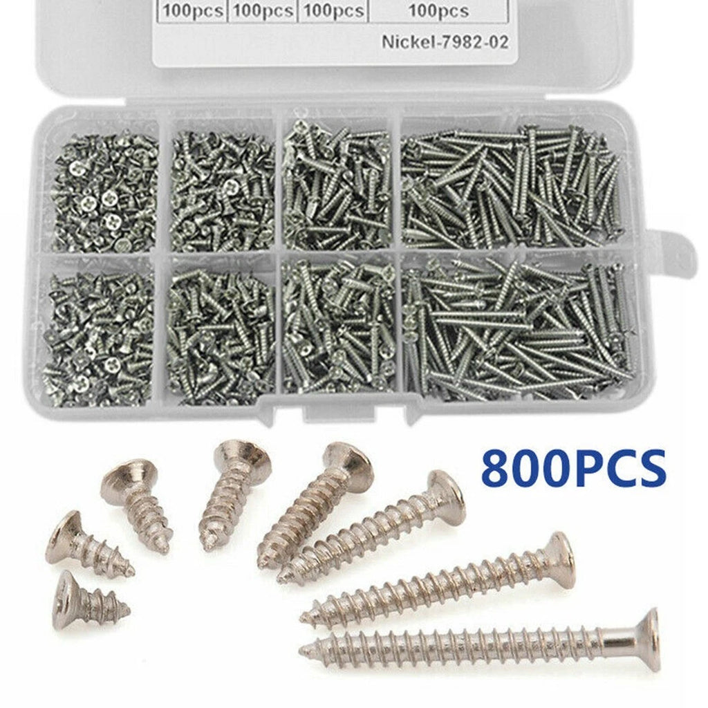 800Pcs Self-tapping Screws Flat Head Lock Nut Stainless Steel Tools