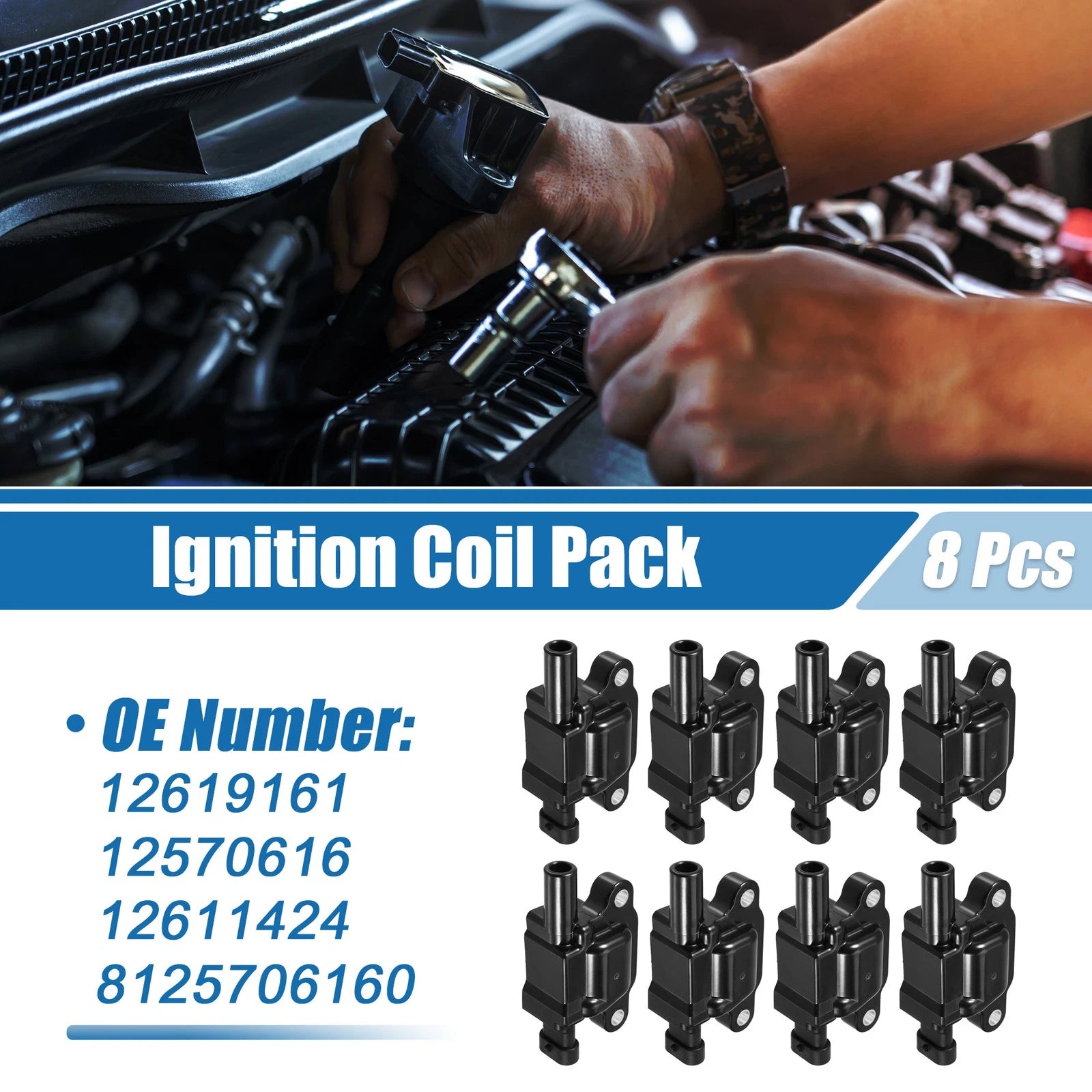 Ignition Coil Pack Set 8pcs Replacement for Chevrolet Silverado 1500 (2018–2021)