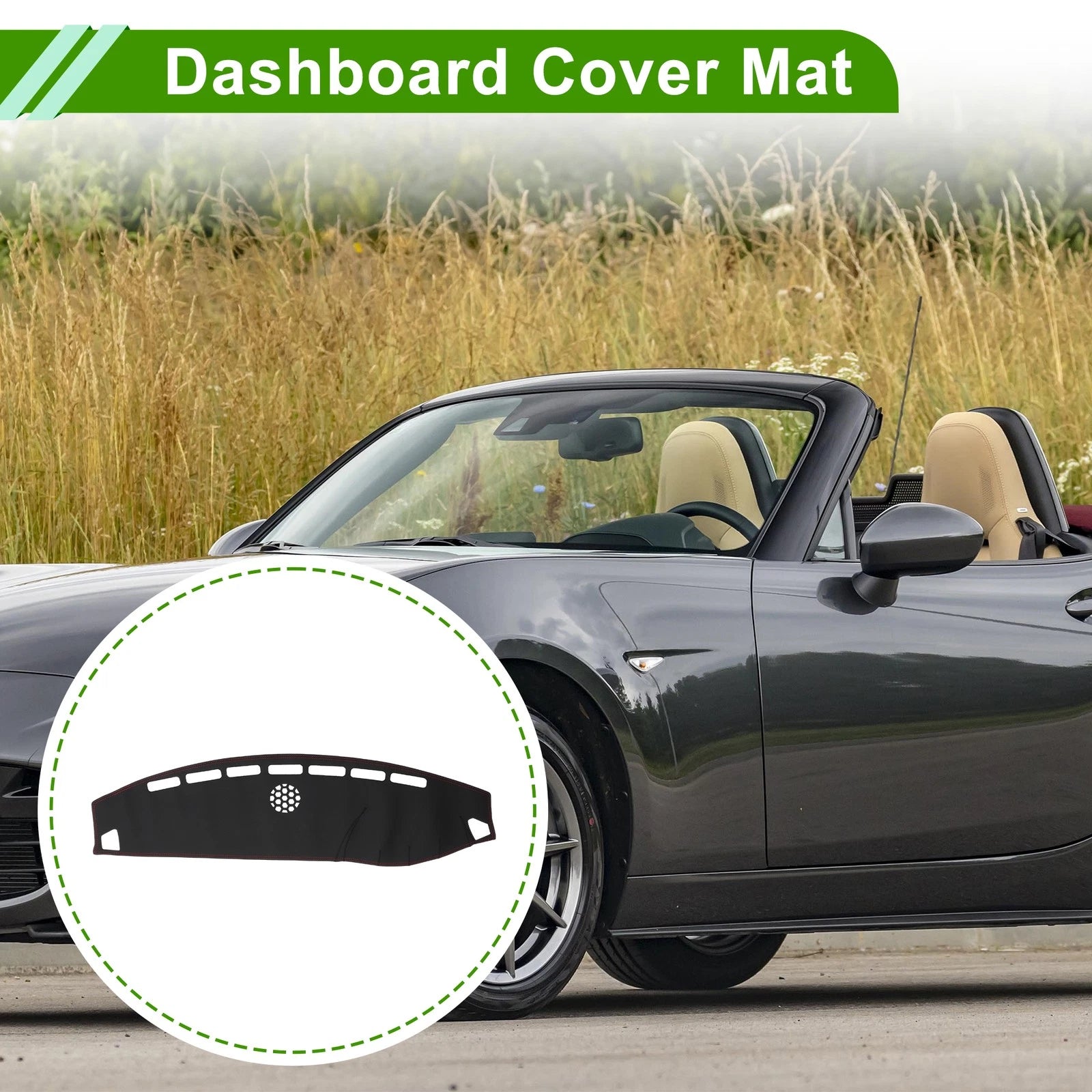 Dashboard Cover Replacement for Mazda MX-5 NC (2005–2015) Faux Leather Black