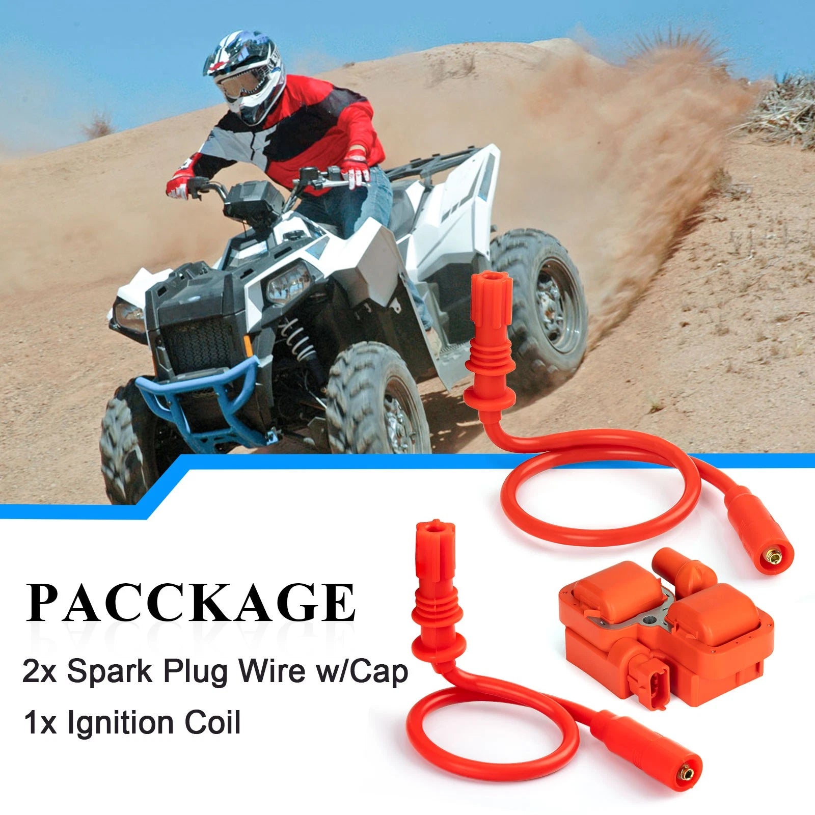Ignition Coil Spark Plug Wire for Polaris Sportsman Scrambler 1000 850 (2012–2024)