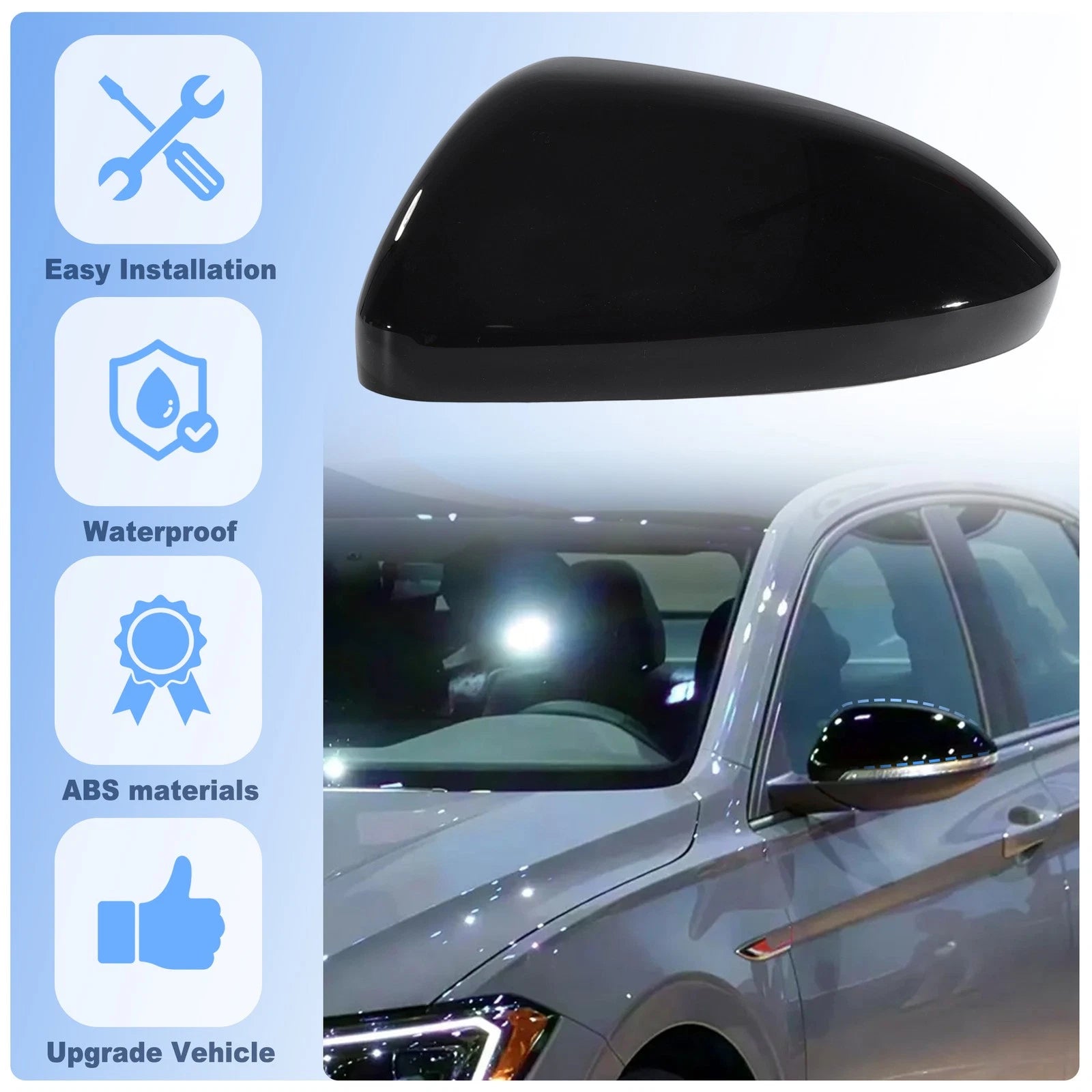Left Side Mirror Cover Cap Replacement No-Turn Signal for Volkswagen Jetta (2019–2025)