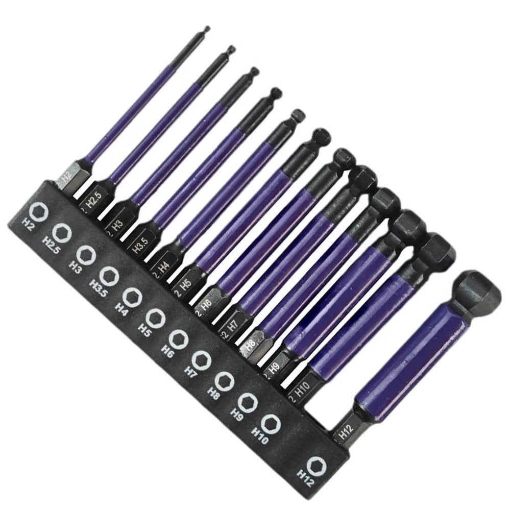 Toolbox Ball End Hex Bit for 1/4 Inch Hex Shank (Clear Size Markings)
