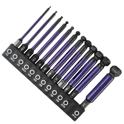 Toolbox Ball End Hex Bit for 1/4 Inch Hex Shank (Clear Size Markings)