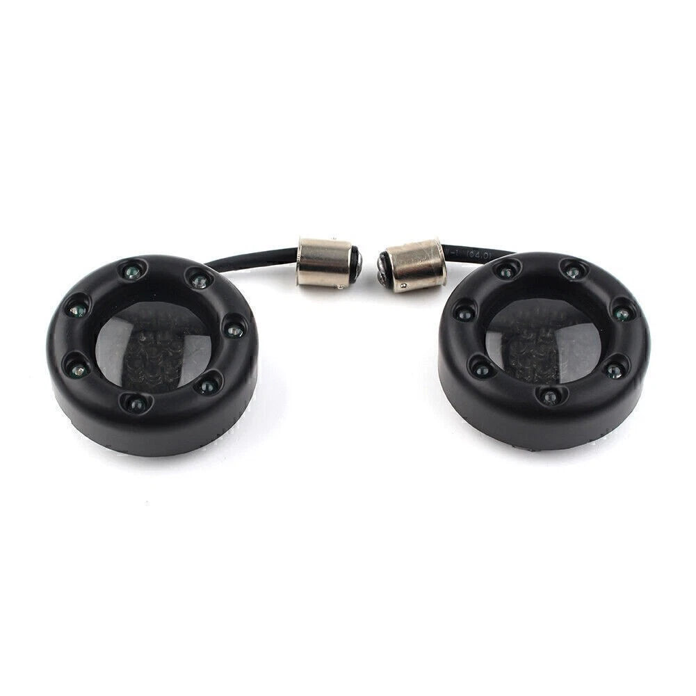 LED Black Fire Ring Turn Signal Lights for Harley Softail Dyna