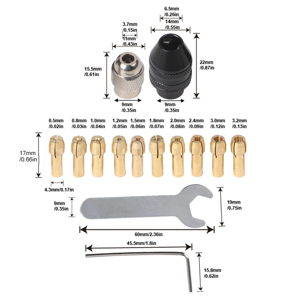 Keyless Quick Change Chuck for Rotary Tools (Compatible with Various Bits)