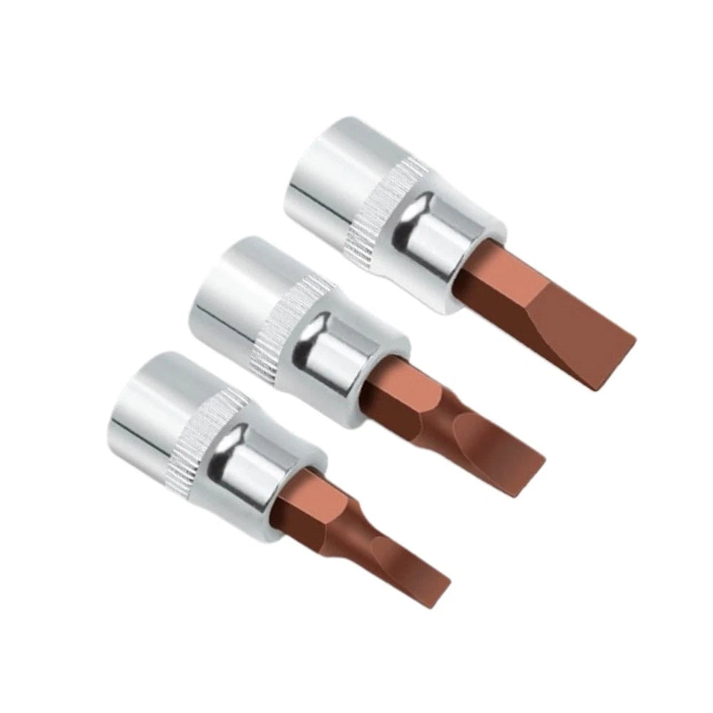 FD Slotted Screwdriver Bits Set of 3 for 1/4 Inch Drive Socket FD4 FD5.5 FD7