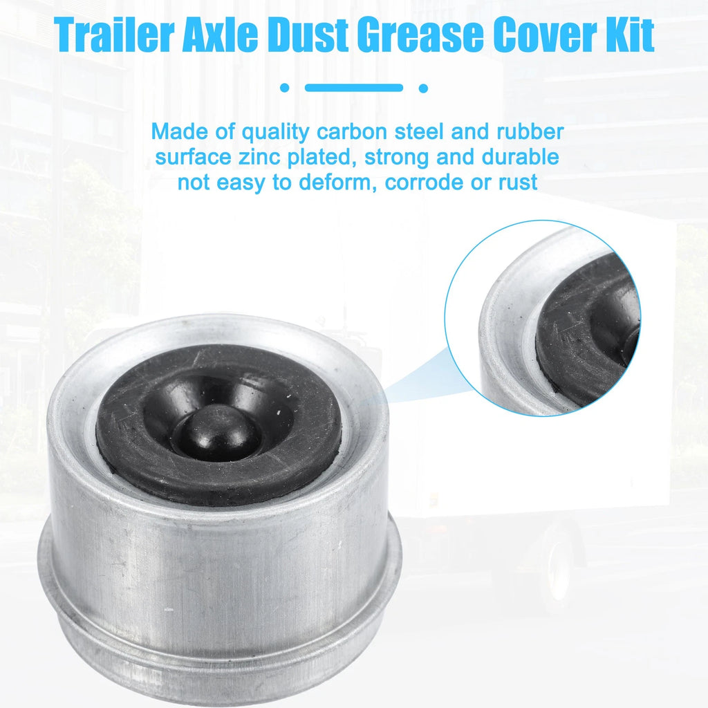 2pcs Trailer Axle Dust Grease Cap Rubber Plugs Set for 1.98 in Trailer (—)
