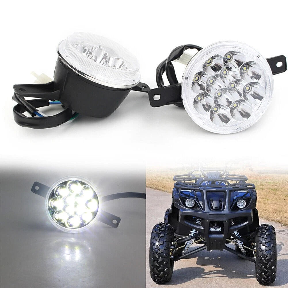 2x LED HEADLIGHT 3 wire ATV Quad for GY6 150CC Taotao Coolster Peace Utility