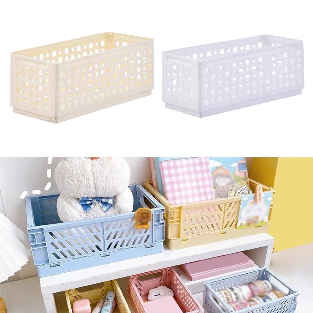 Plastic Folding Basket for Snack Storage Desktop Organizer