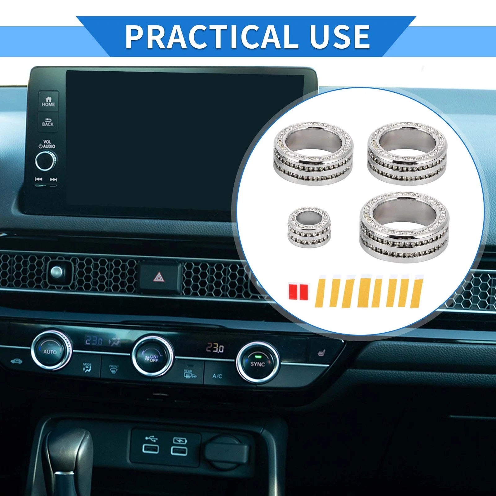 AC Media Tune Switch Knob Cover Ring Replacement for Honda Civic (2022–2022)