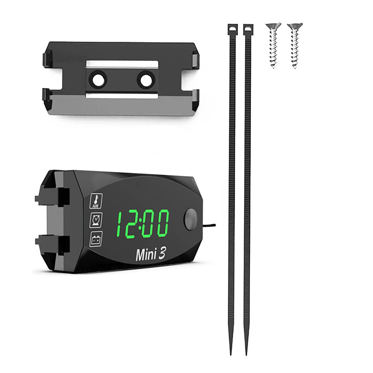 3-in-1 Digital LED Clock Voltage Voltmeter for Universal Motorcycle