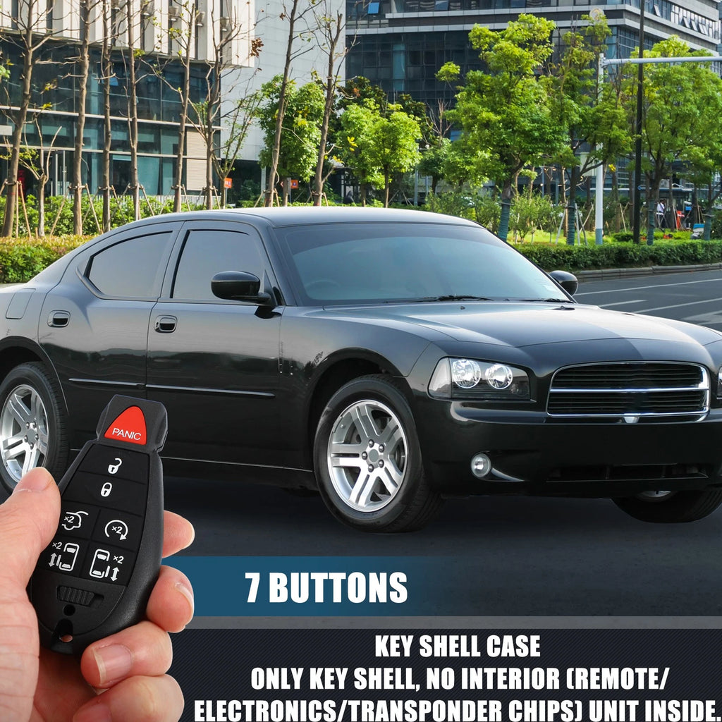 7 Button Keyless Entry Remote Key Shell Cover for Dodge Chrysler (No Chip) (2005–2020)
