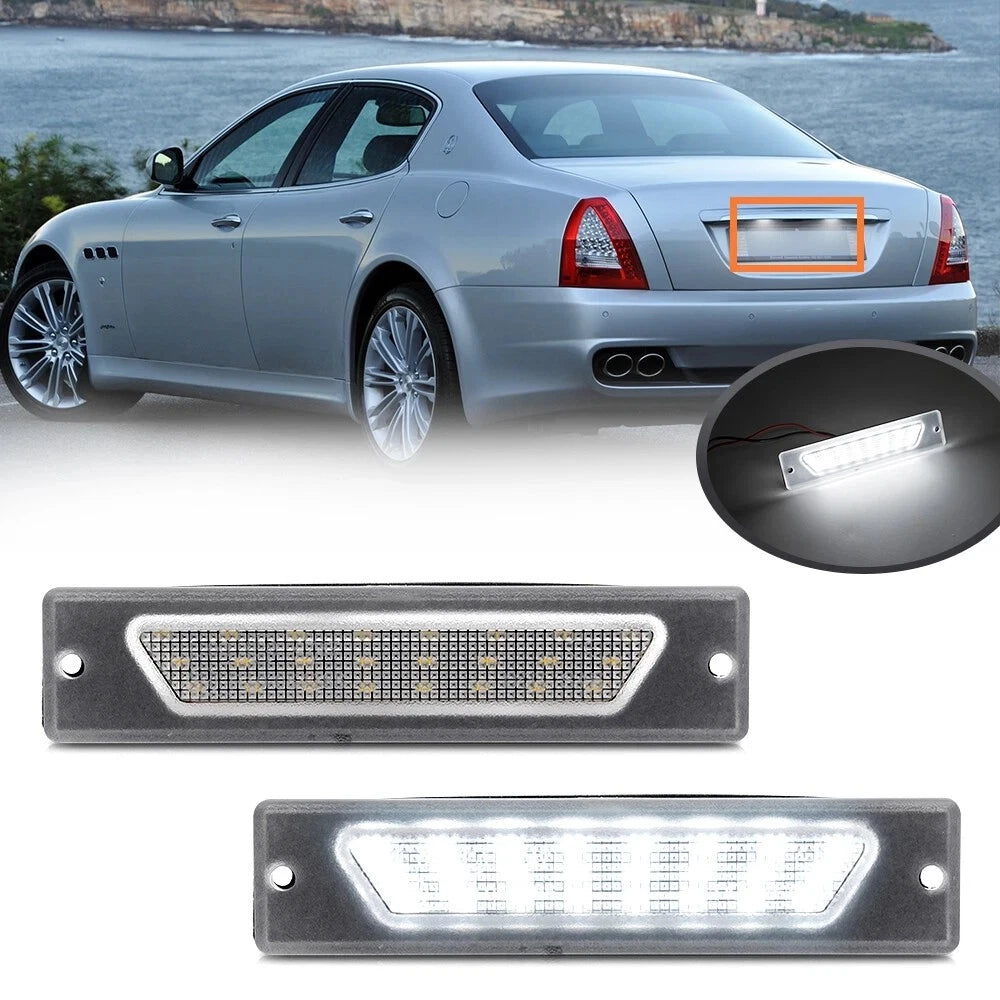 2X White LED Number Plate Light Lamps for Maserati Coupe 4200 (2001–2007)