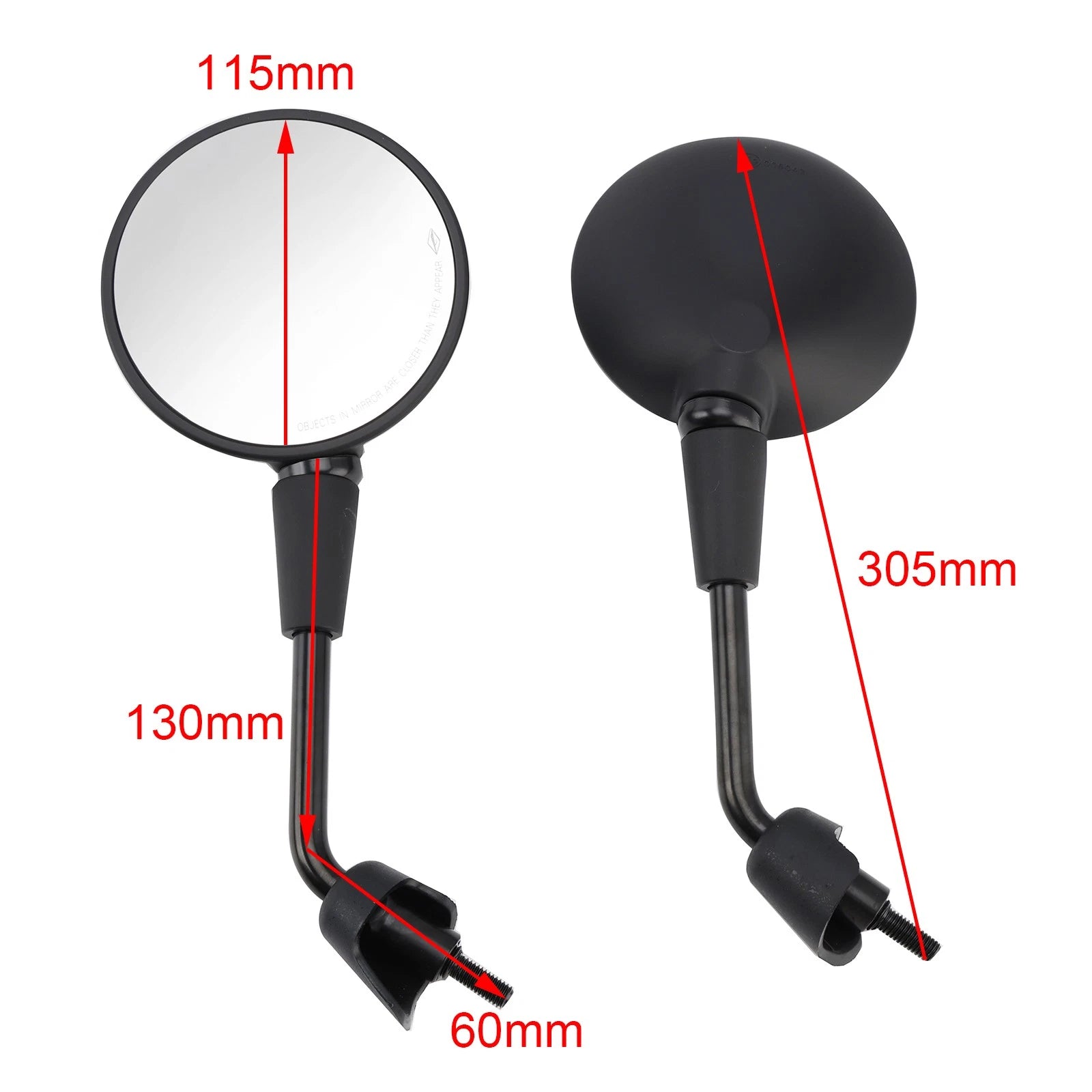Mirror M8 Shorty Set of 2 Left & Right Black for Piaggio Vespa Primavera (50-150)