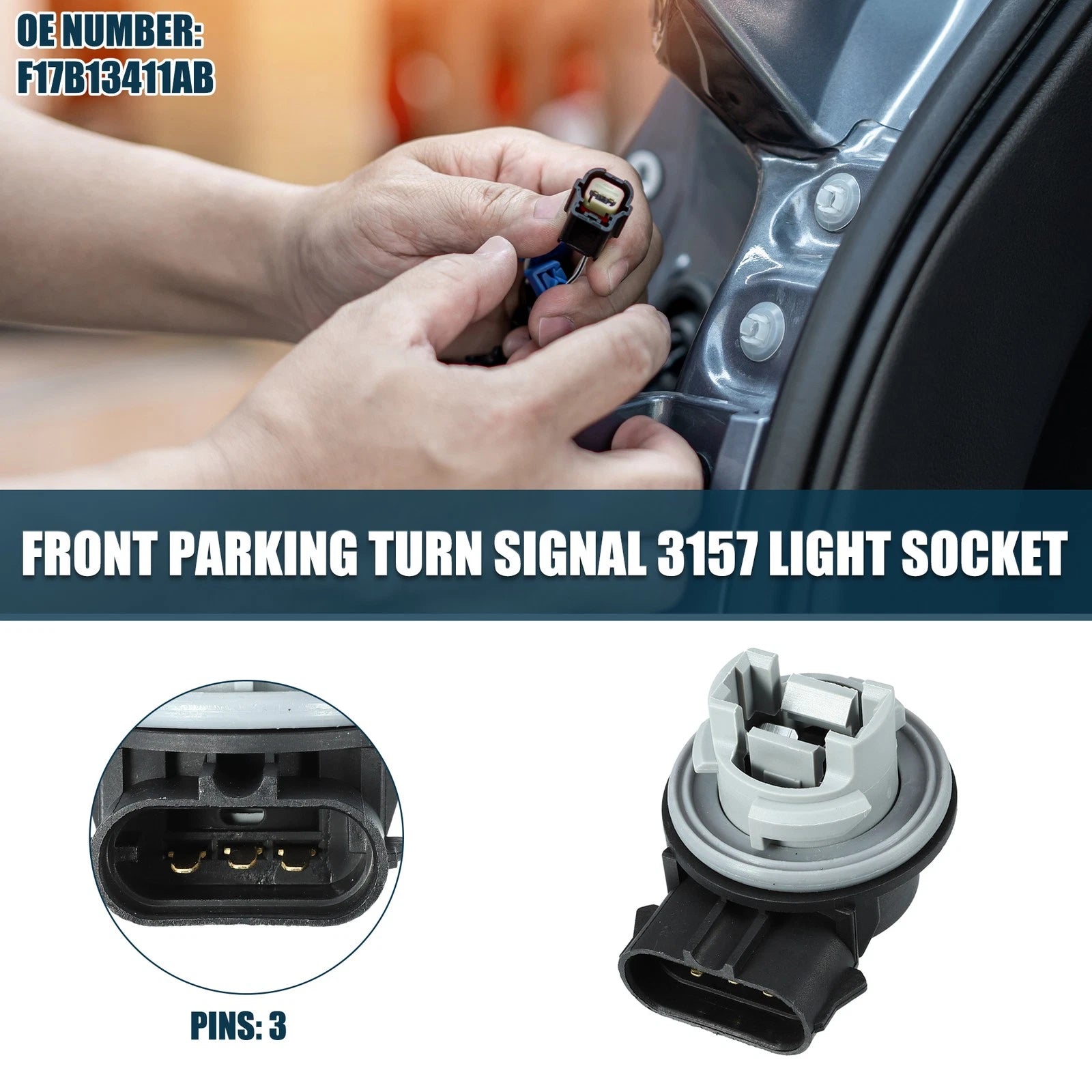 Front Parking Turn Signal Socket 3157 for Ford (No.F17B13411AB)
