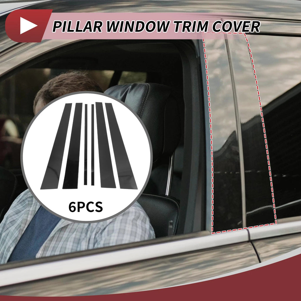 6 Pcs Door Pillar Window Trim Replacement for Lexus LX (1998–2007) Black