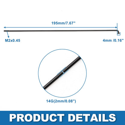 Spokes 14G 195mm Steel Black Replacement for Mountain Bike (195–195)