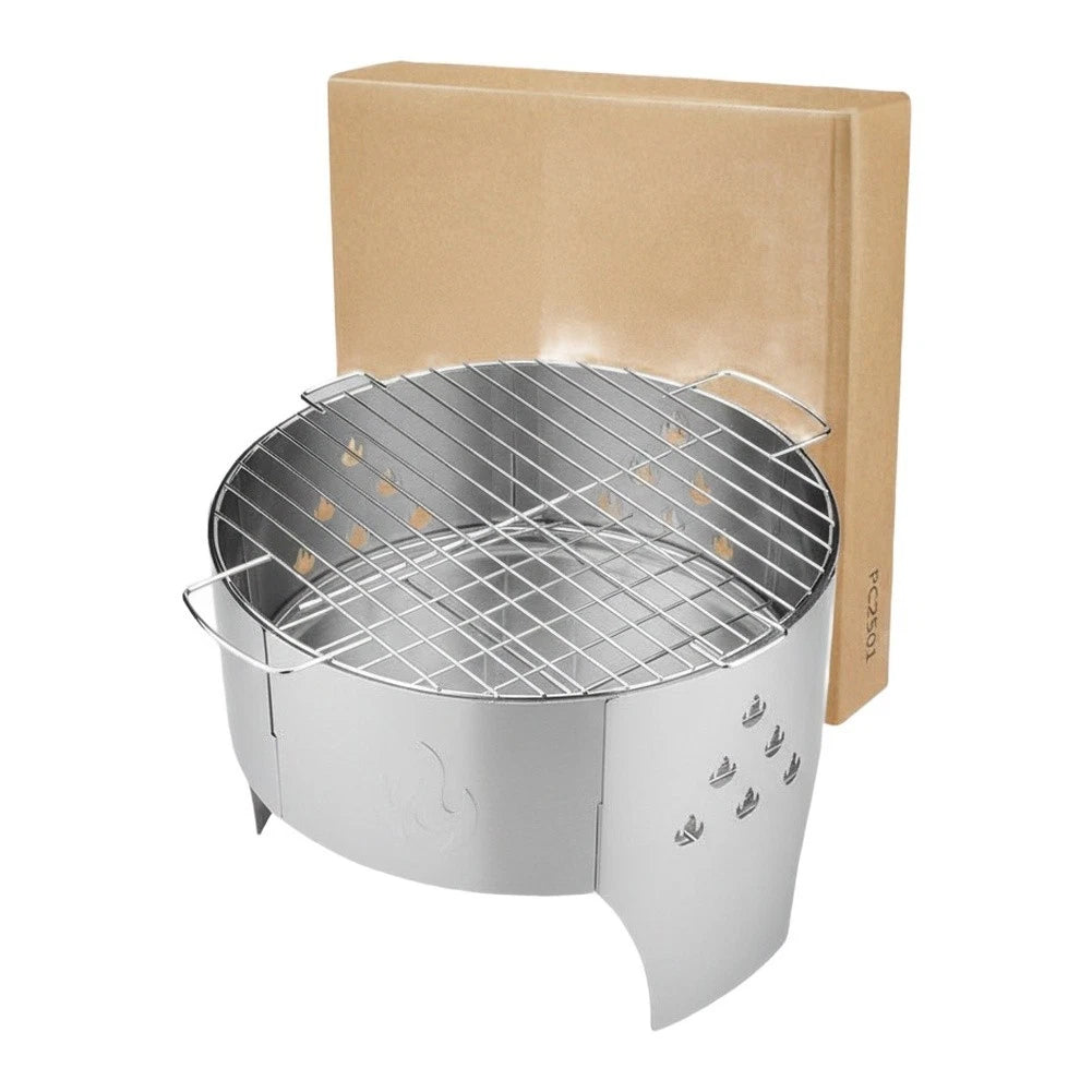 Portable Stainless Steel Charcoal Stove and Campfire Grill Set
