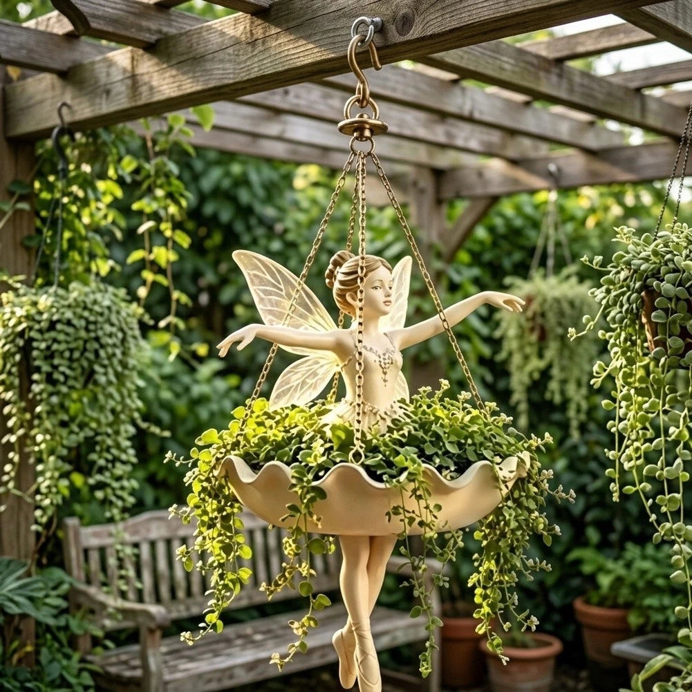 Resin Hanging Flower Basket with Metal Chain for Easy Installation