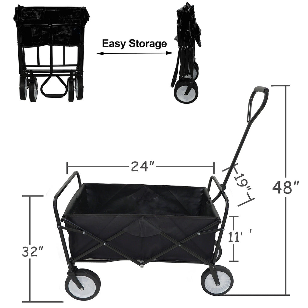 Folding Utility Wagon Cart with Wheels for Outdoor Use