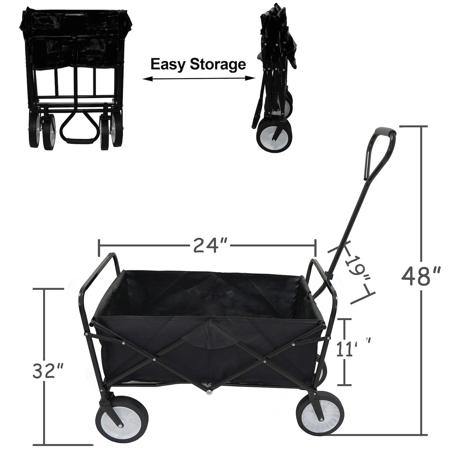 Folding Utility Wagon Cart with Wheels for Outdoor Use
