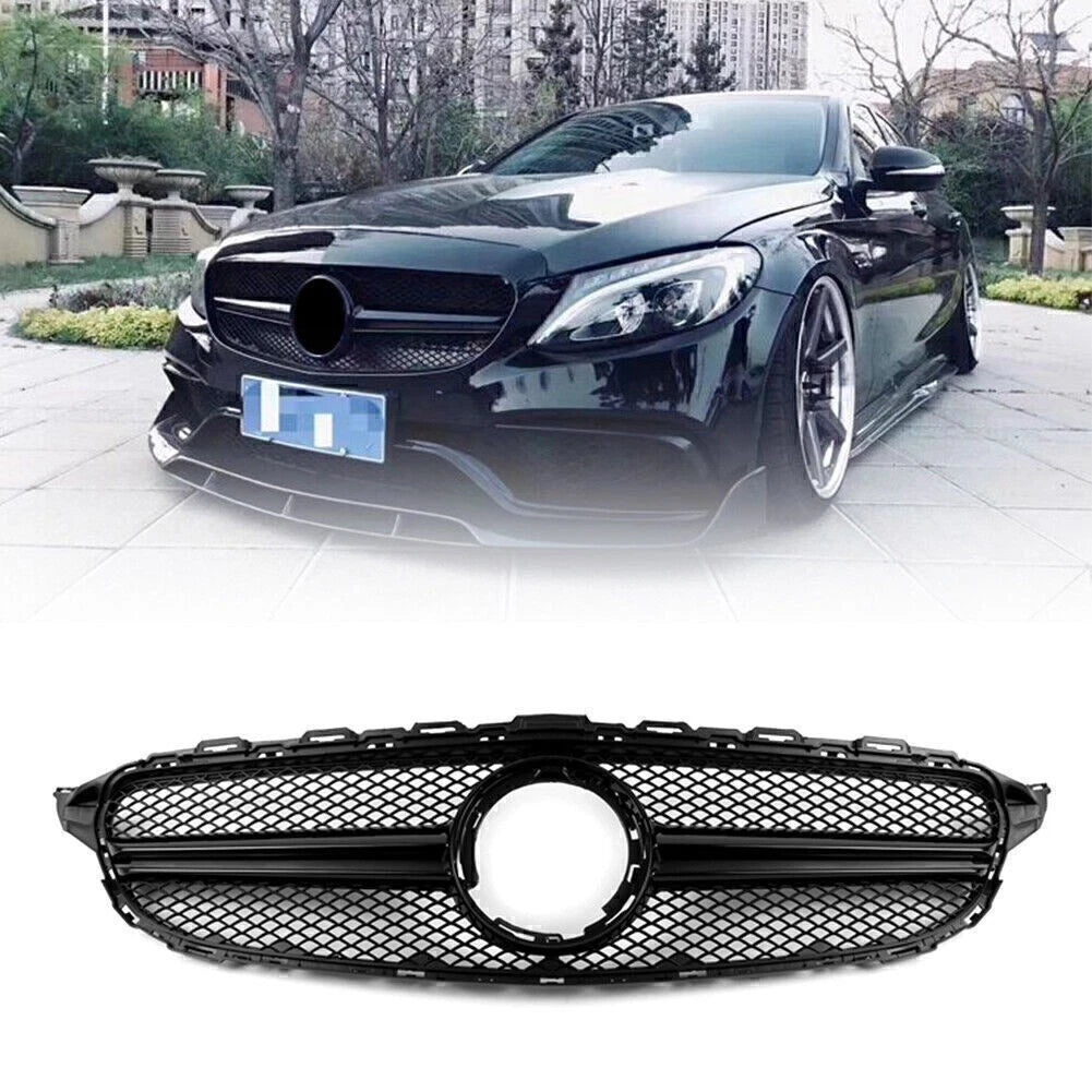 Black Upper Front Grille for Mercedes Benz W205 C250 C350 (2015–2023)