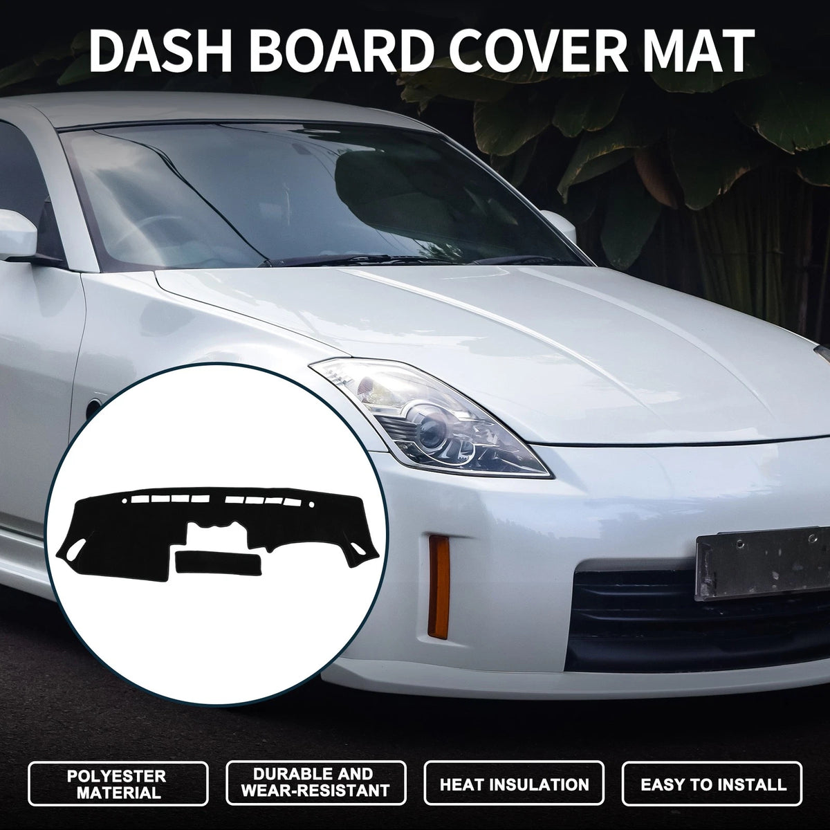 Dashboard Cover Mat for Nissan Fairlady Z33 350Z (2003–2009) Black