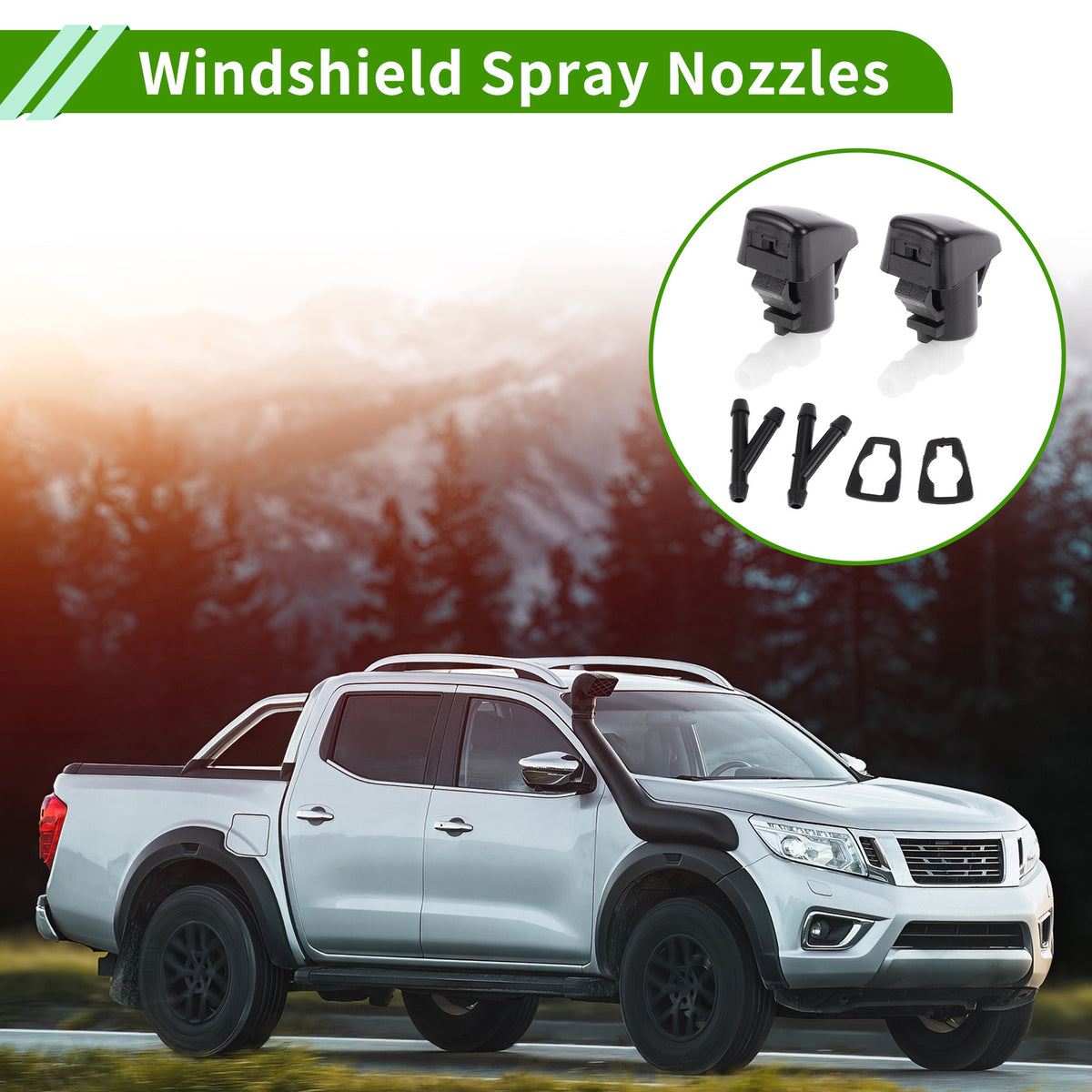 Windshield Washer Nozzle 2 Pack with Hose Connector for Ford Edge (2007–2011)