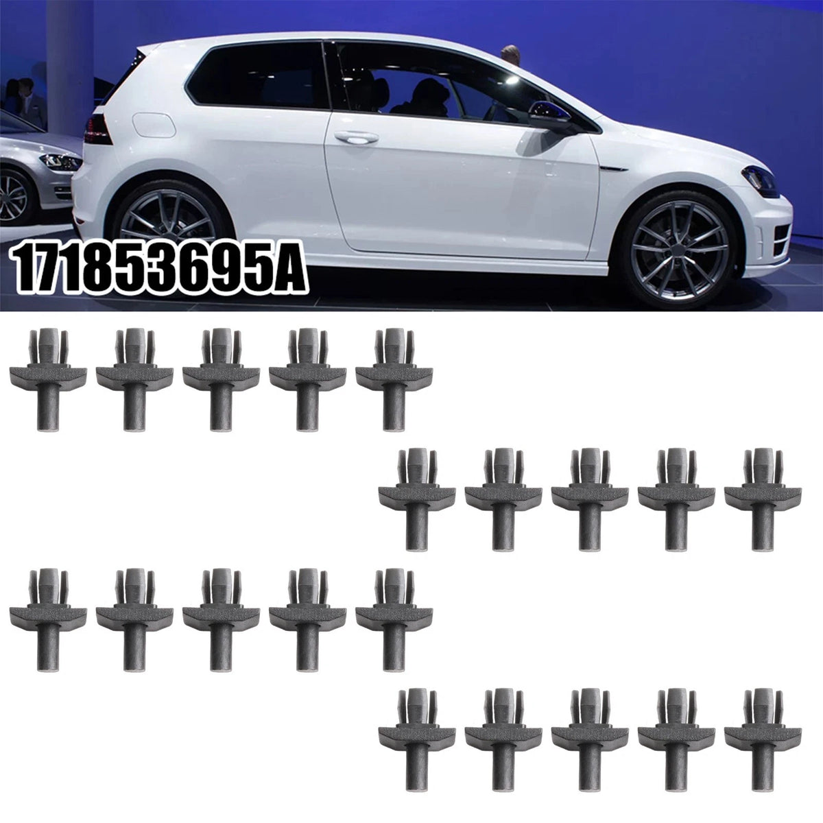 Set of 4 Black Plastic Front Grille Clips for Golf Transporter T25 (MK1)