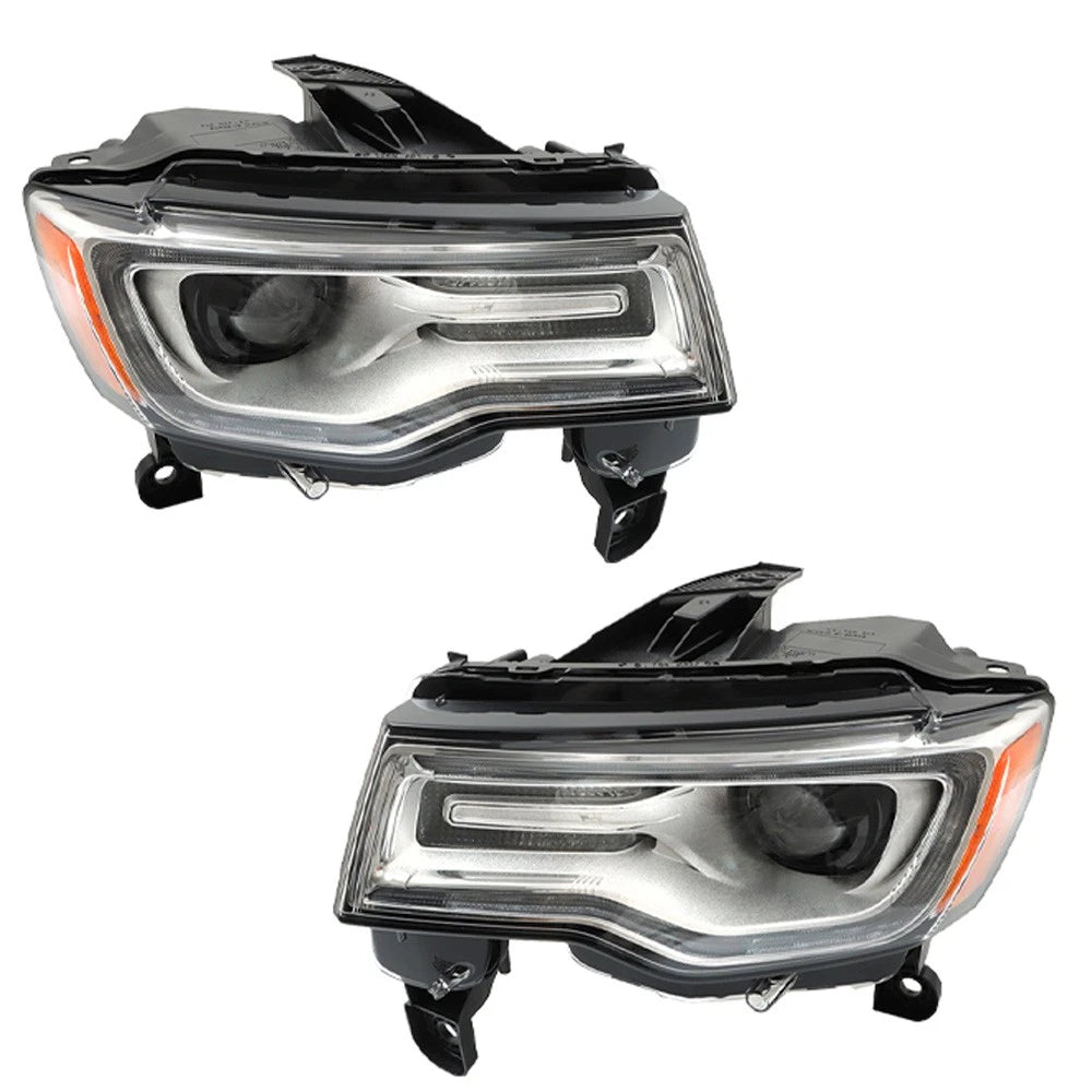 Pair Chrome Xenon Headlights for Jeep Grand Cherokee (2019–2021) LED DRL