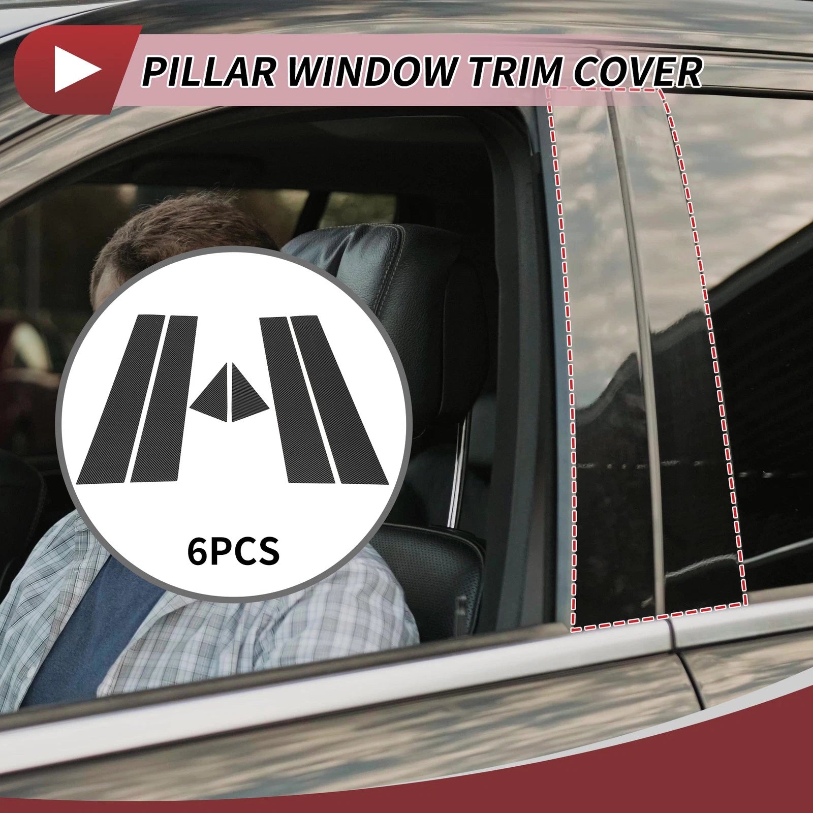 6 Pcs Door Pillar Window Trim Replacement for Audi Q3 (2015–2019)