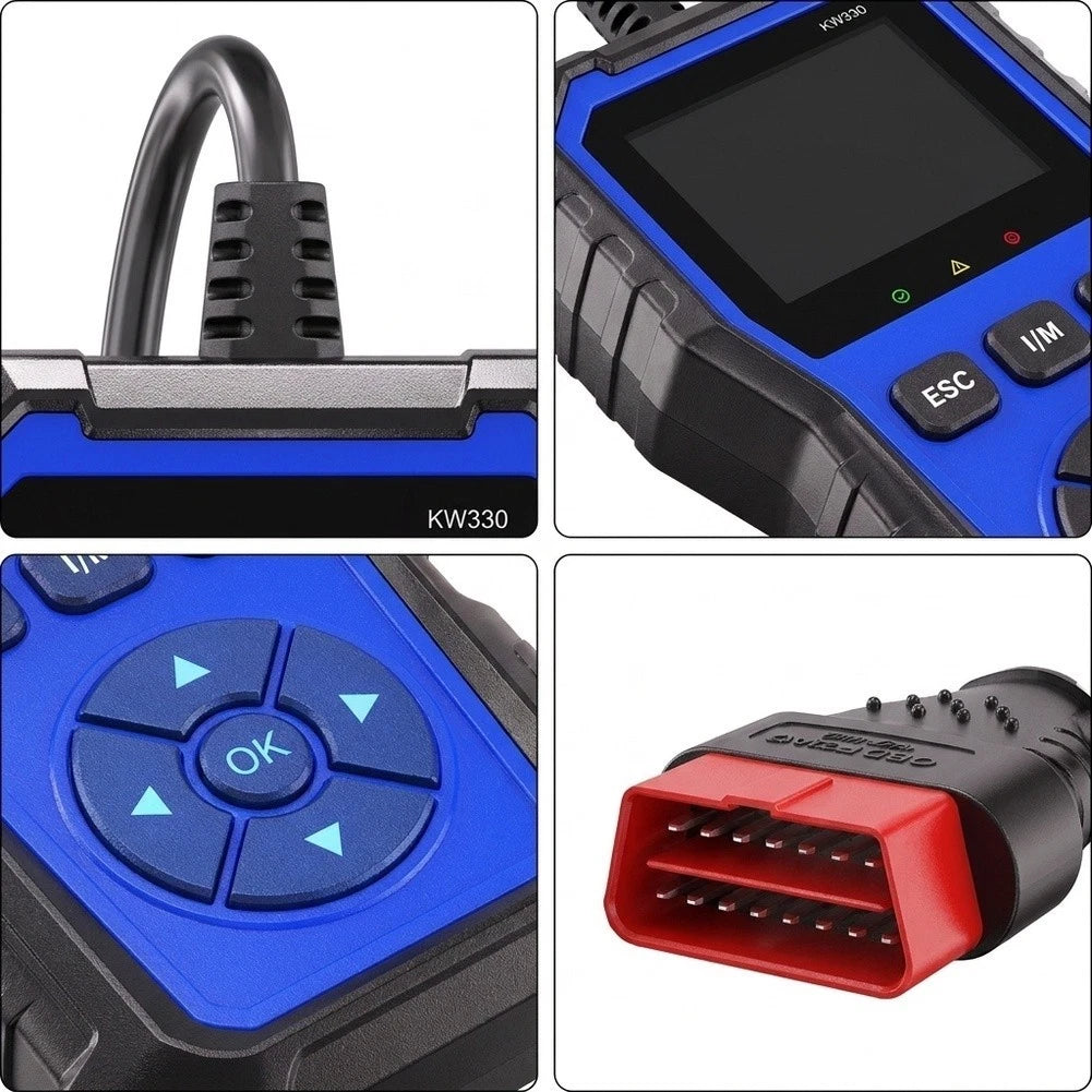 KW330 OBD2 Fault Code Tool with LED Indicators for Automotive Diagnostics