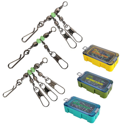 20pcs Luminous Silicone Strip Fishing Swivels with Solid Ring and Snap