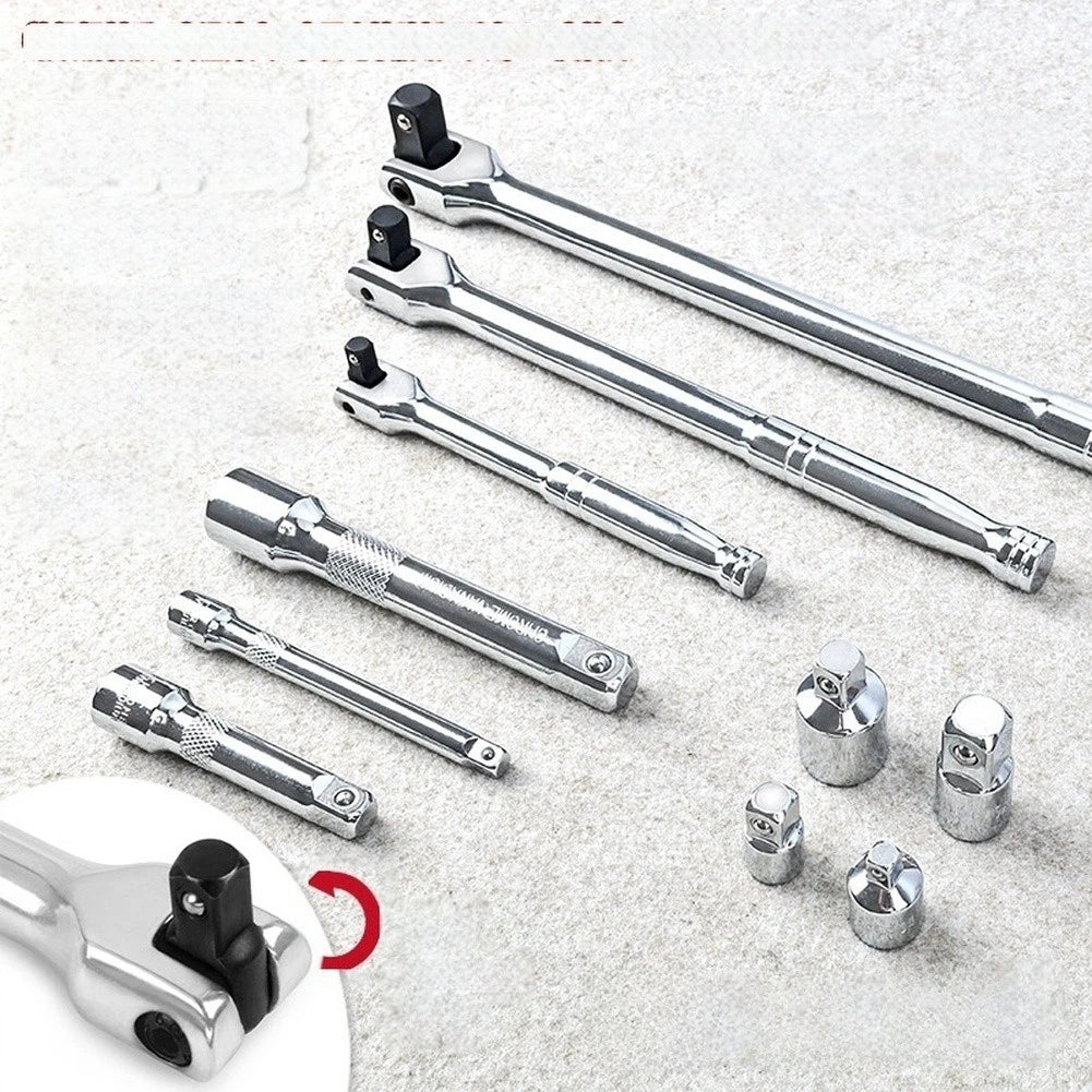 10 Pc Swivel Bar Wrench Kit with Adapter Sockets for 1/4 3/8 1/2 Inch Tools