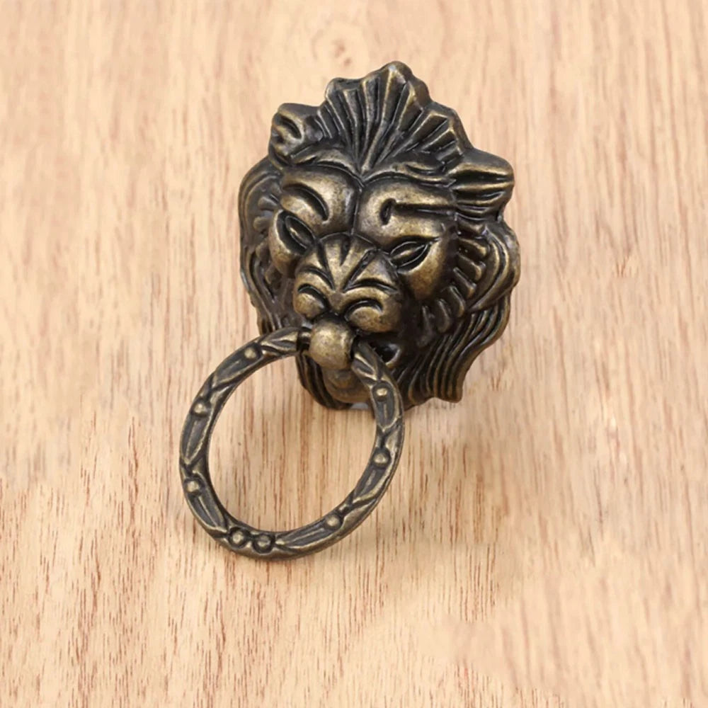 2Pcs Antique Lion Head Pull Handle for Cabinet Dresser Drawer