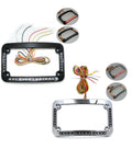Dual LED Curved Motorcycle License Plate Frame Black/Chrome (Fits )
