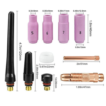 16-Piece TIG Kit Nozzle Collet Set for Welding