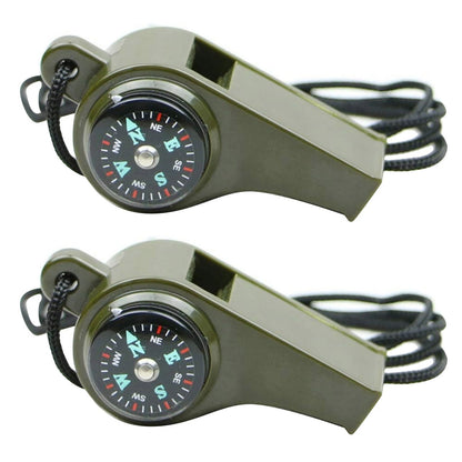2 Pack Loud Whistle with Compass and Thermometer for Emergency Survival Kit