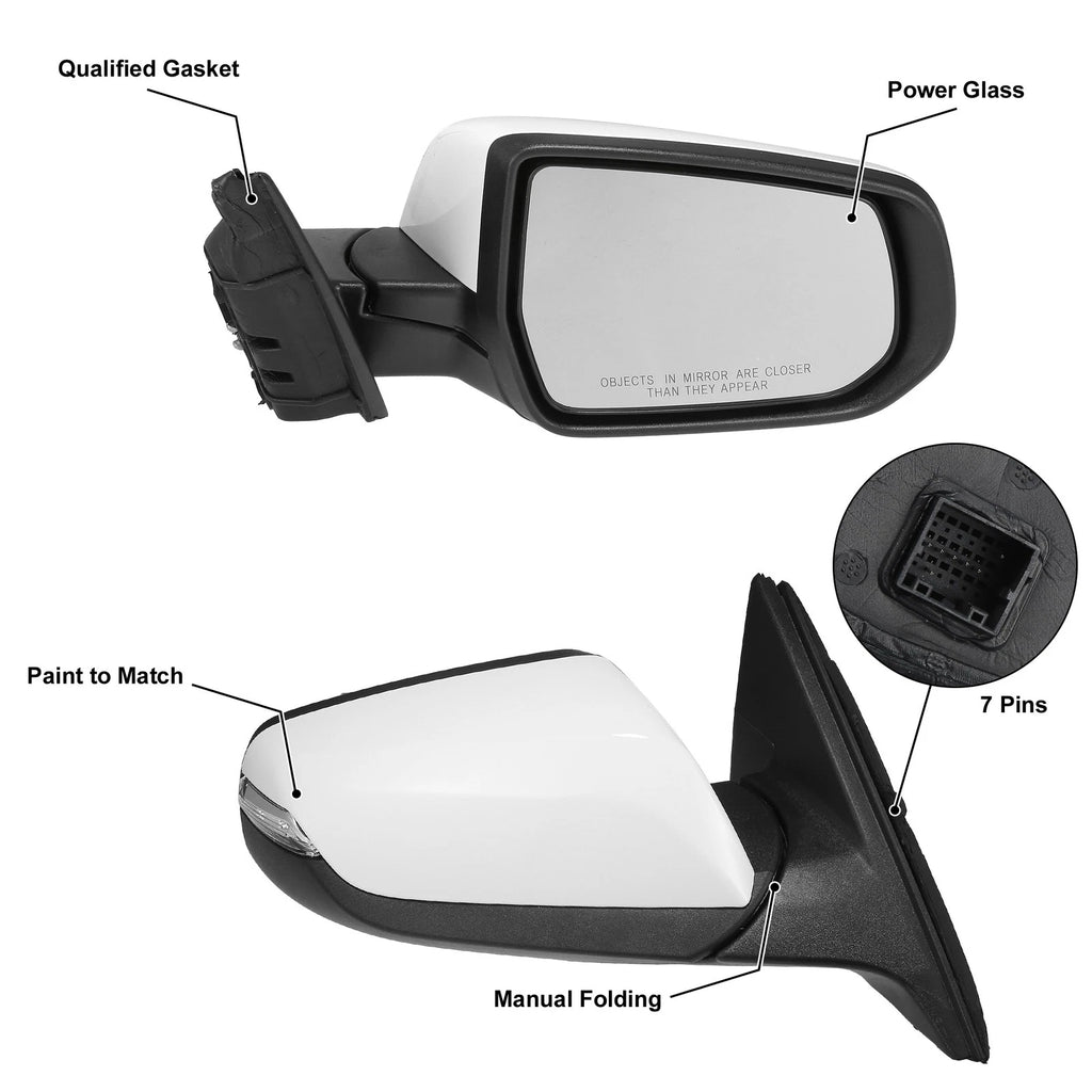 Exterior Door Mirror Assembly Right Side Replacement for Chevrolet Malibu Hybrid (2017–2018)