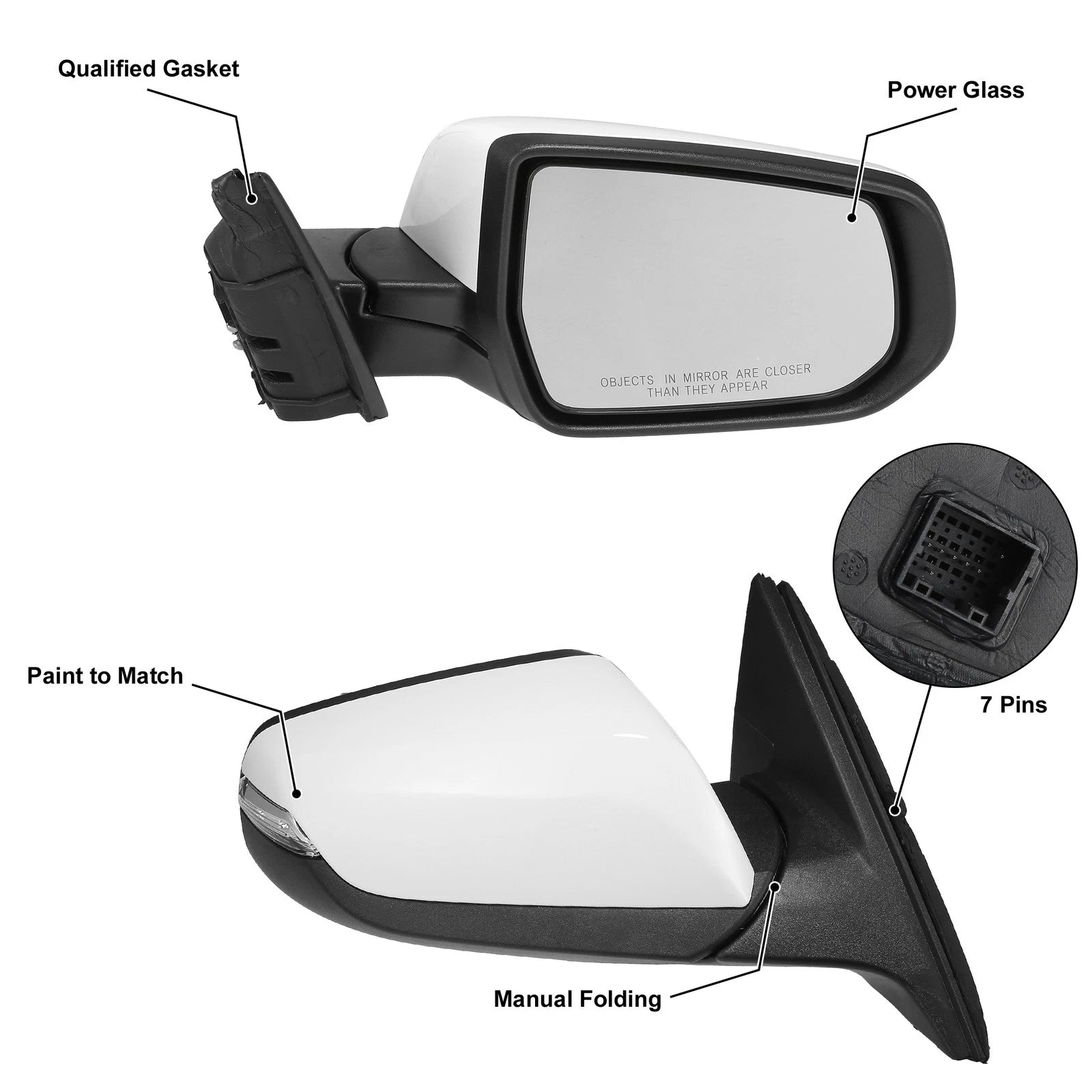 Exterior Door Mirror Assembly Right Side Replacement for Chevrolet Malibu Hybrid (2017–2018)