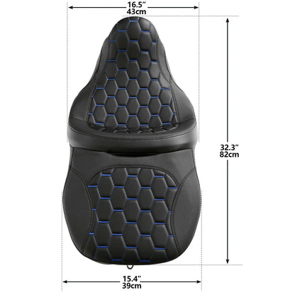 Black Rider Driver & Passenger Seat for Harley Touring Road Glide (2009–2023)