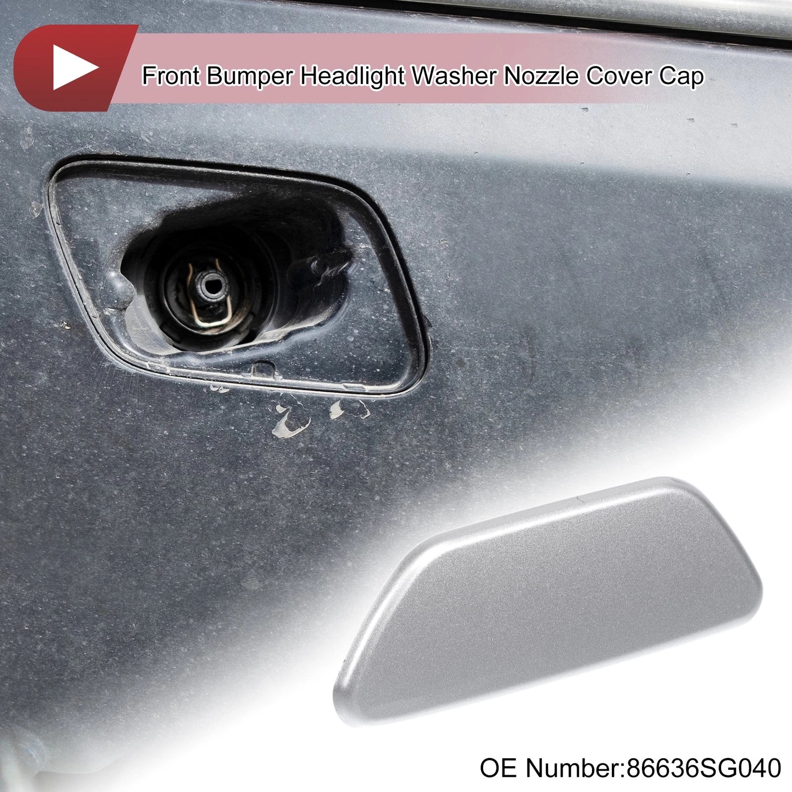 Front Left Washer Nozzle Cover Cap for Subaru Forester (2013–2015) Silver Tone