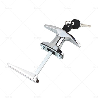 Set of 2 Chrome Rear Fixing T Handle Locks with Key for Trailer Caravan (N/A)