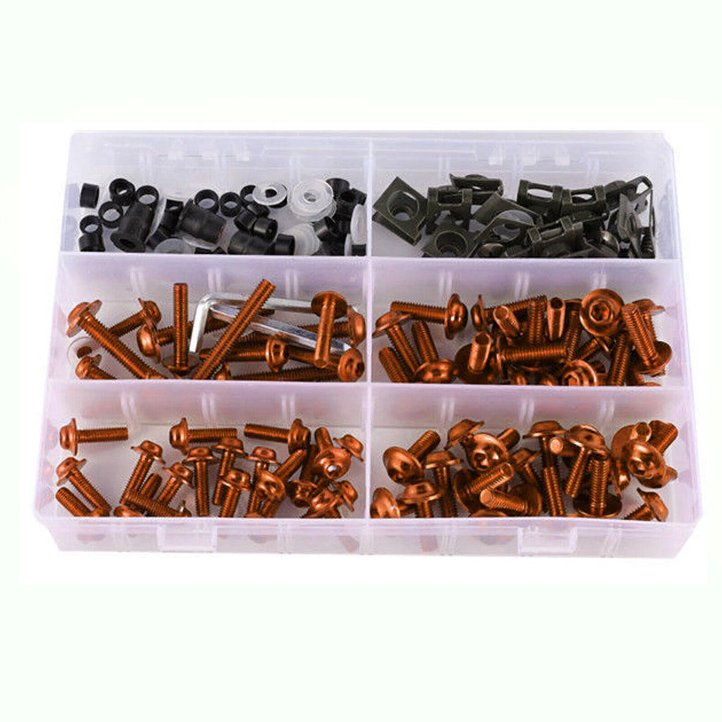 177x Fairing Bolts Kit for Motorcycle Sportbike (Universal) - Orange T9