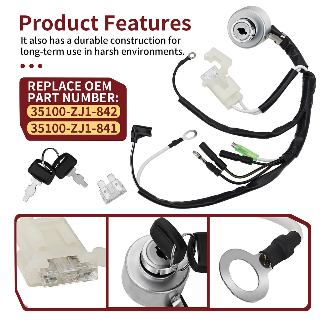 Combination Switch Assy 35100-ZJ1-842 35100-ZJ1-841 for Honda GX610 GX620 GX670 (2005–2023)