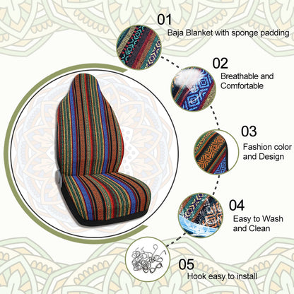 1pc Baja Blanket Bucket Front Seat Cover Protector for Universal Cars