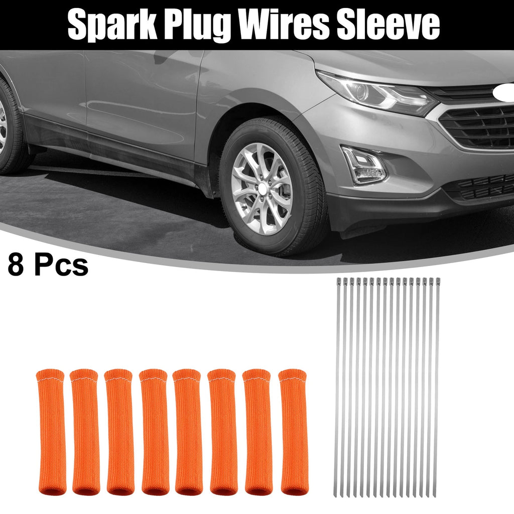 Set of 1 Car Engine Spark Plug Wire Boots Protector Sleeve - Orange