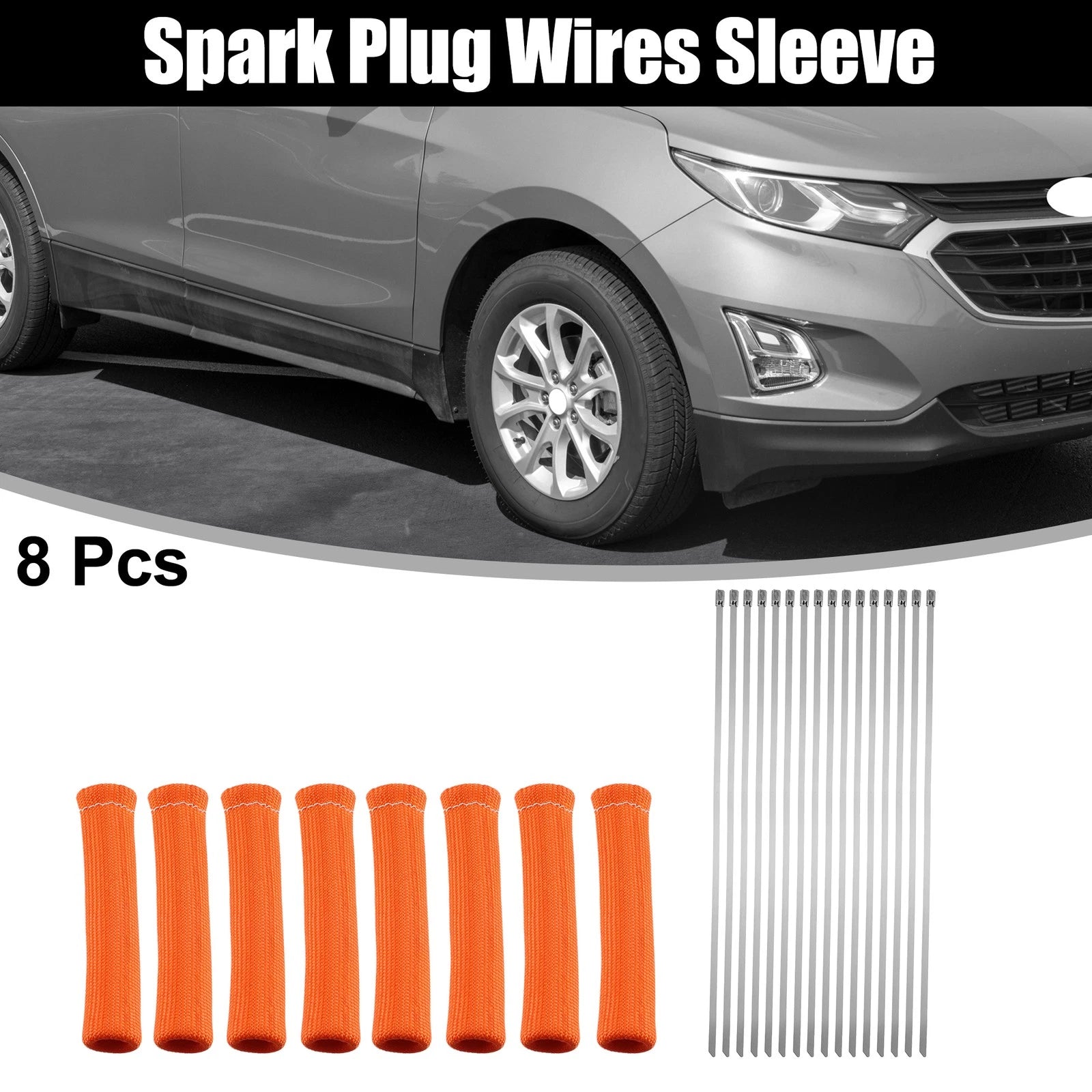 Set of 1 Car Engine Spark Plug Wire Boots Protector Sleeve - Orange