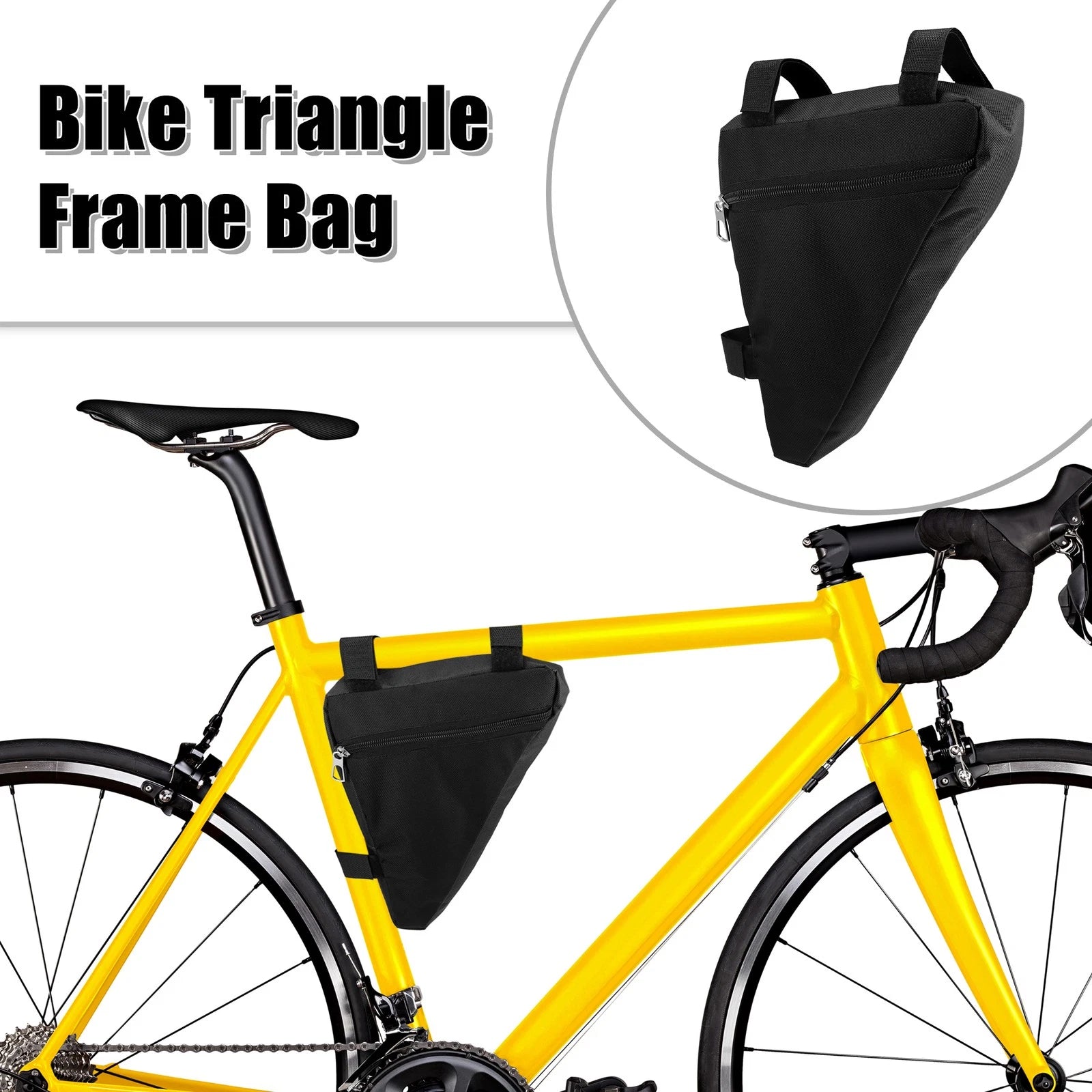 Triangle Frame Bag Front Cycling Storage Bag for Mountain Bikes Black (OEM)