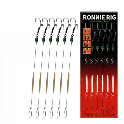 Set of 6 Carp Fishing Ronnie Rig Hooks 2# 3# 4# 5# Assorted